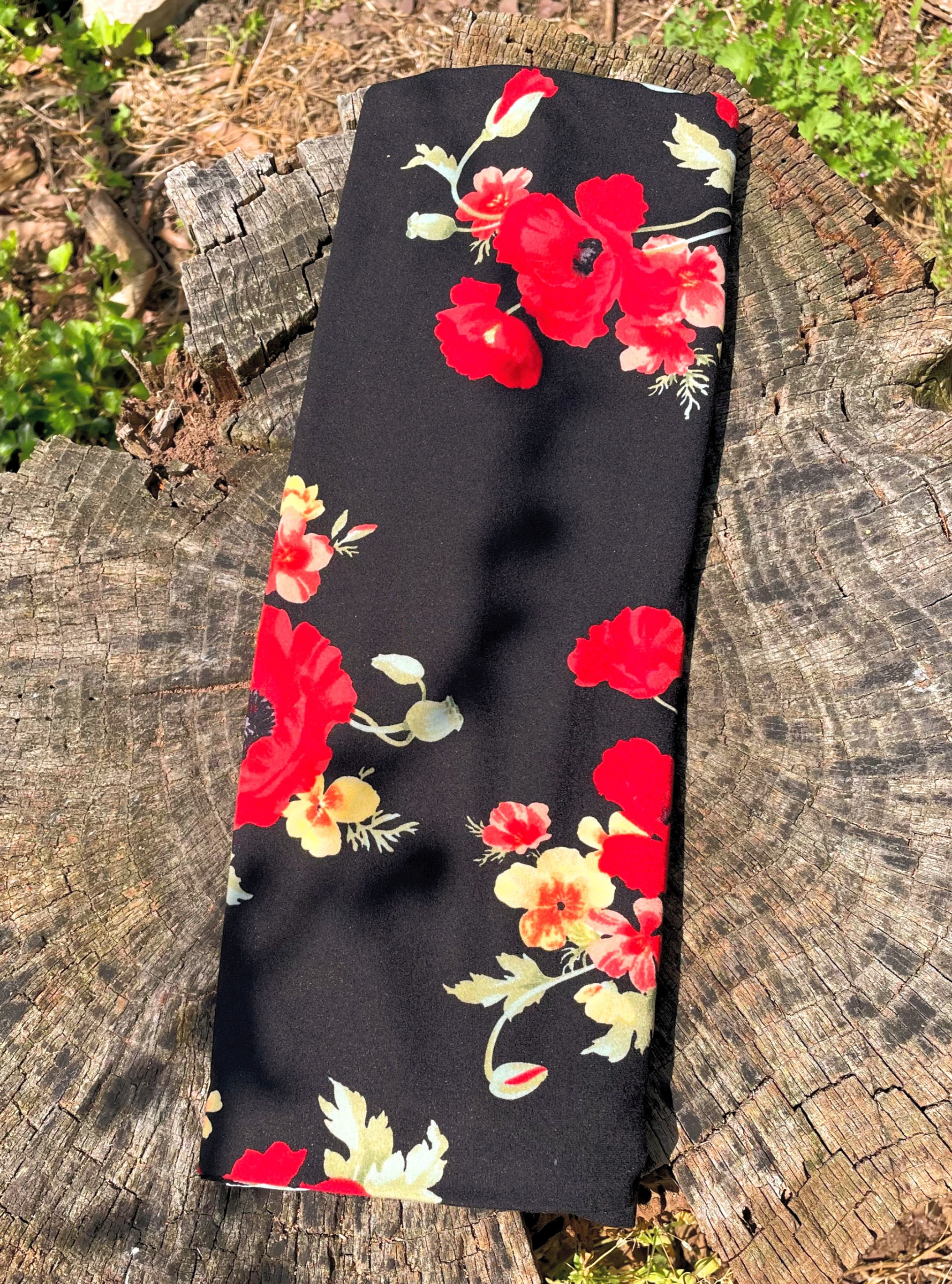 Black Rose Stretch Headwrap