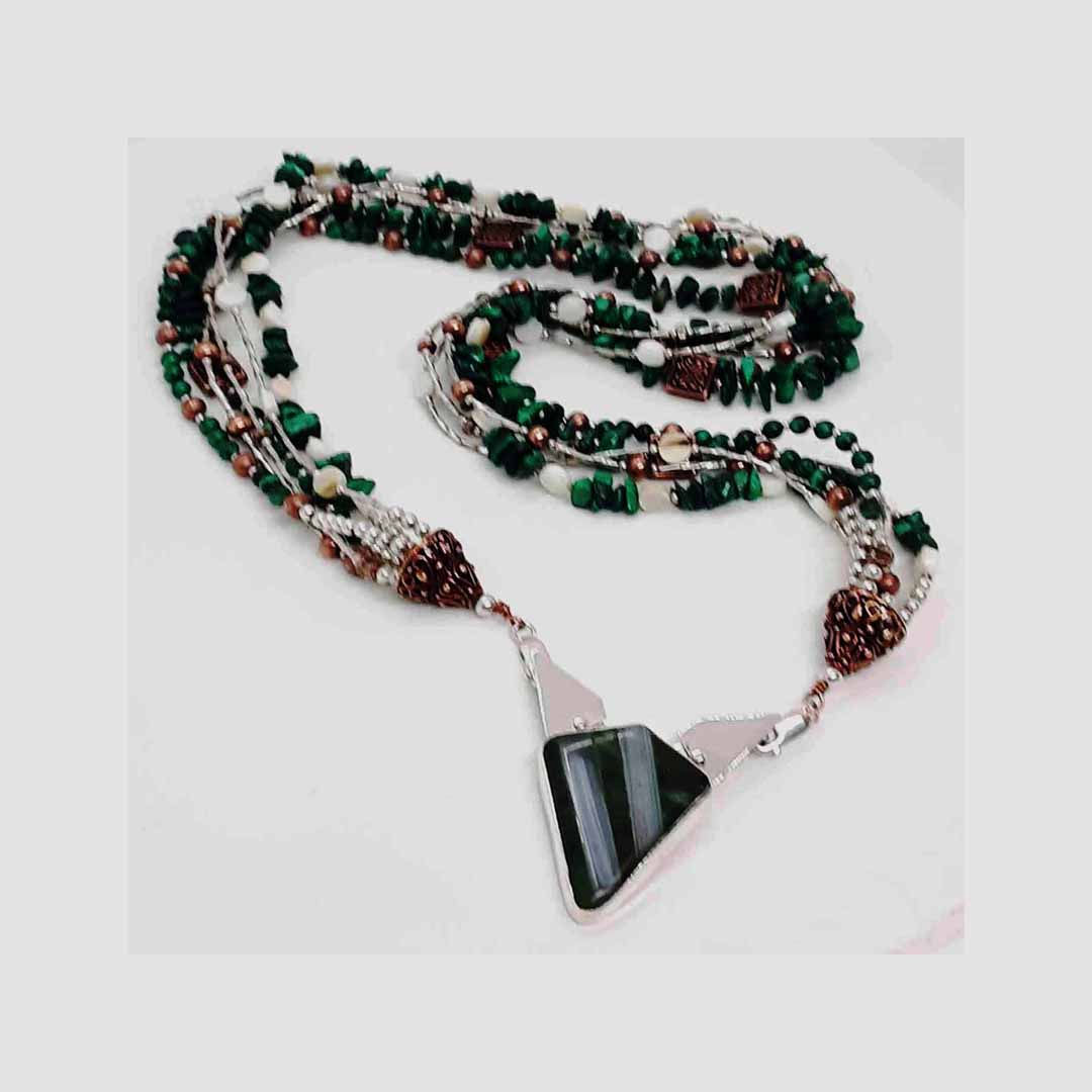 Green Diamond SET- on Malachite Island Necklace| Jewelry| Necklace| Catspaw Design| Alb., NM