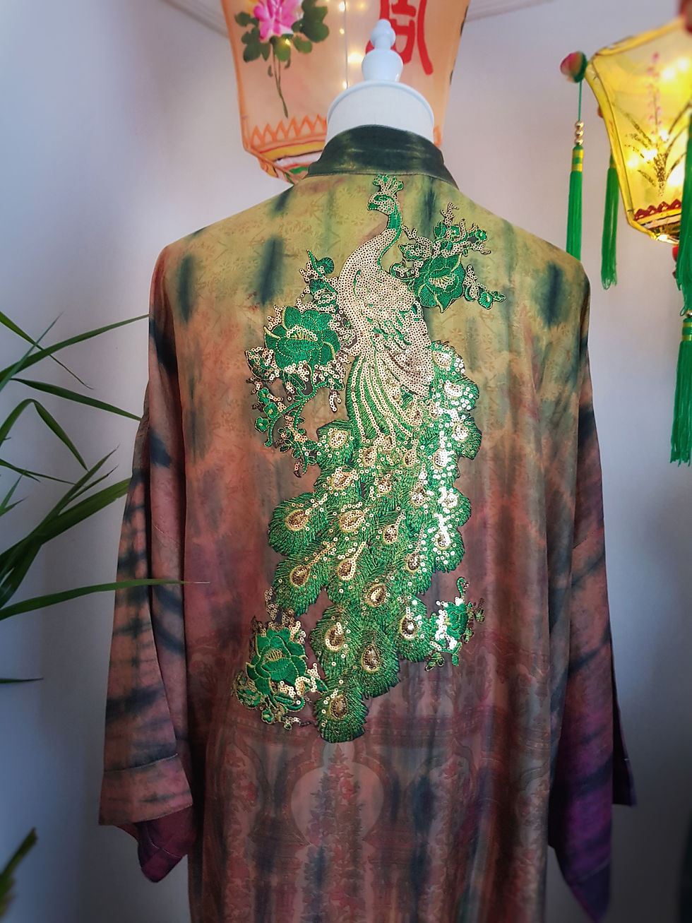 Thumbnail: GREEN QUEEN PEACOCK PALACE KIMONO/ROBE/DUSTER