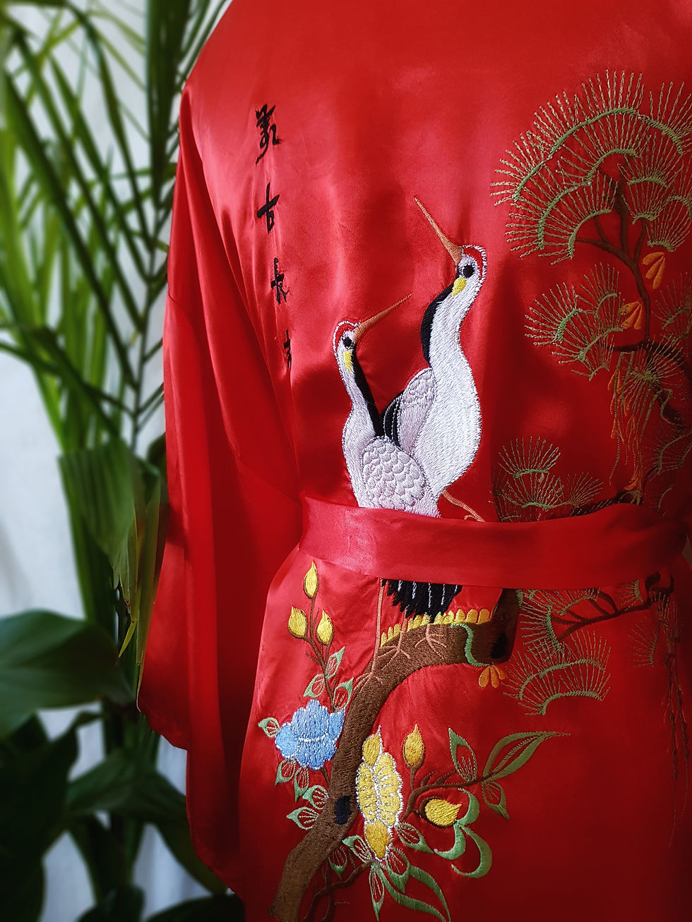 Thumbnail: Red Kimono with white birds.