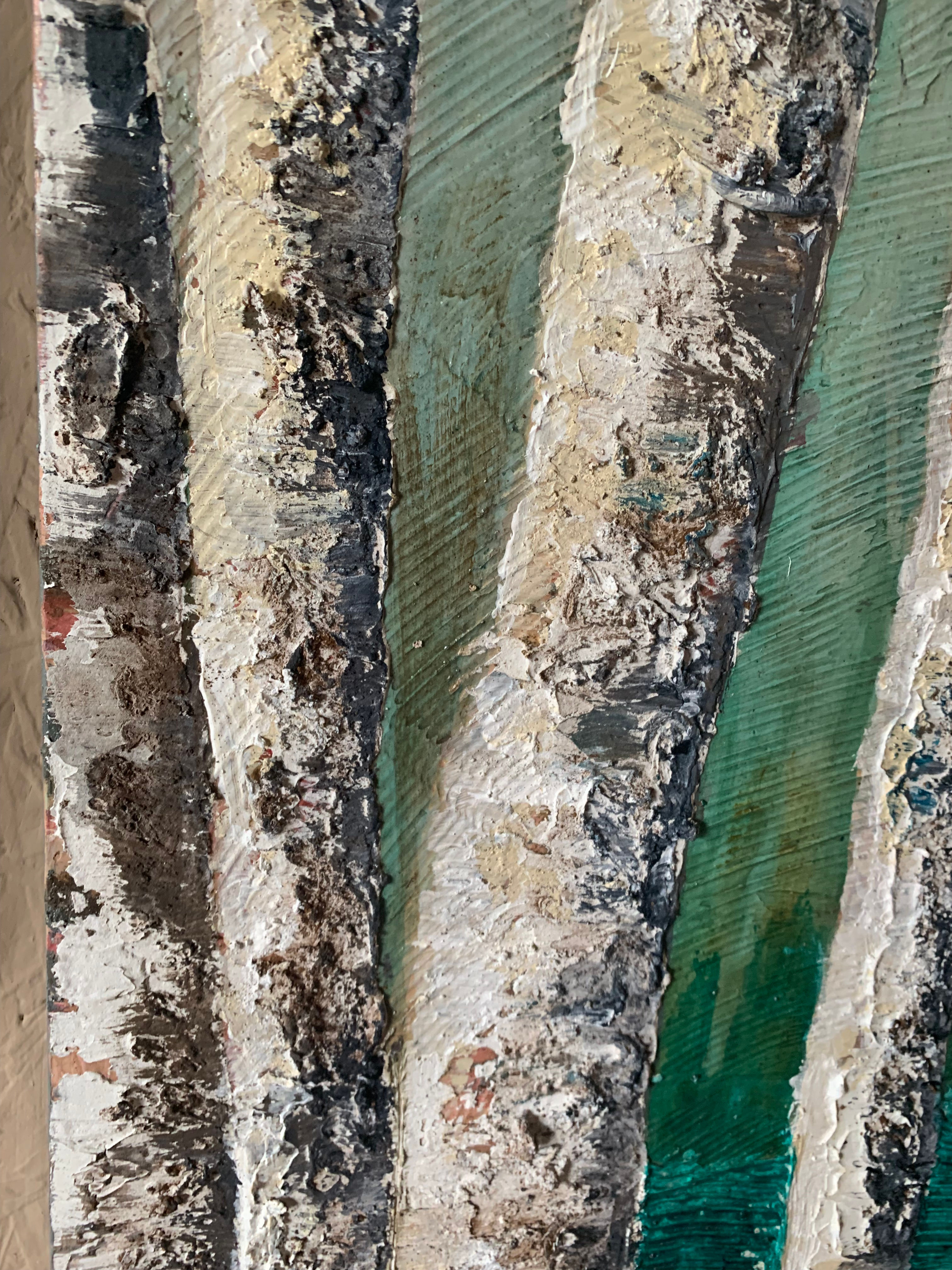 Aspen triptych bark close-up