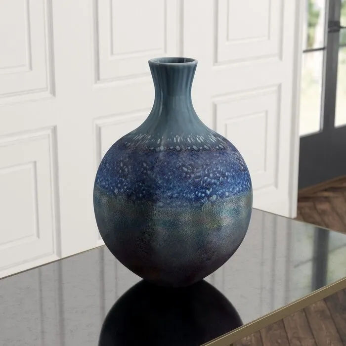 GLOBAL VIEWS SAPPHIRE OMBRE ROUND FLOOR VASE (HOW)
