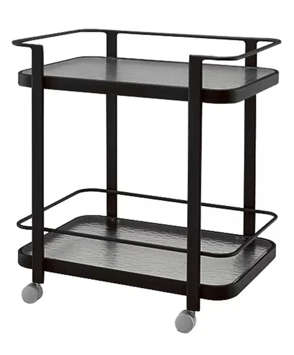 ALUMINUM OCCASIONAL CHESTNUT BAR CART (PD)