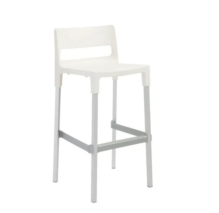 Eurostyle Divo Stackable Bar Stool in Linen with Aluminum Legs - Set of 4 (Bel)