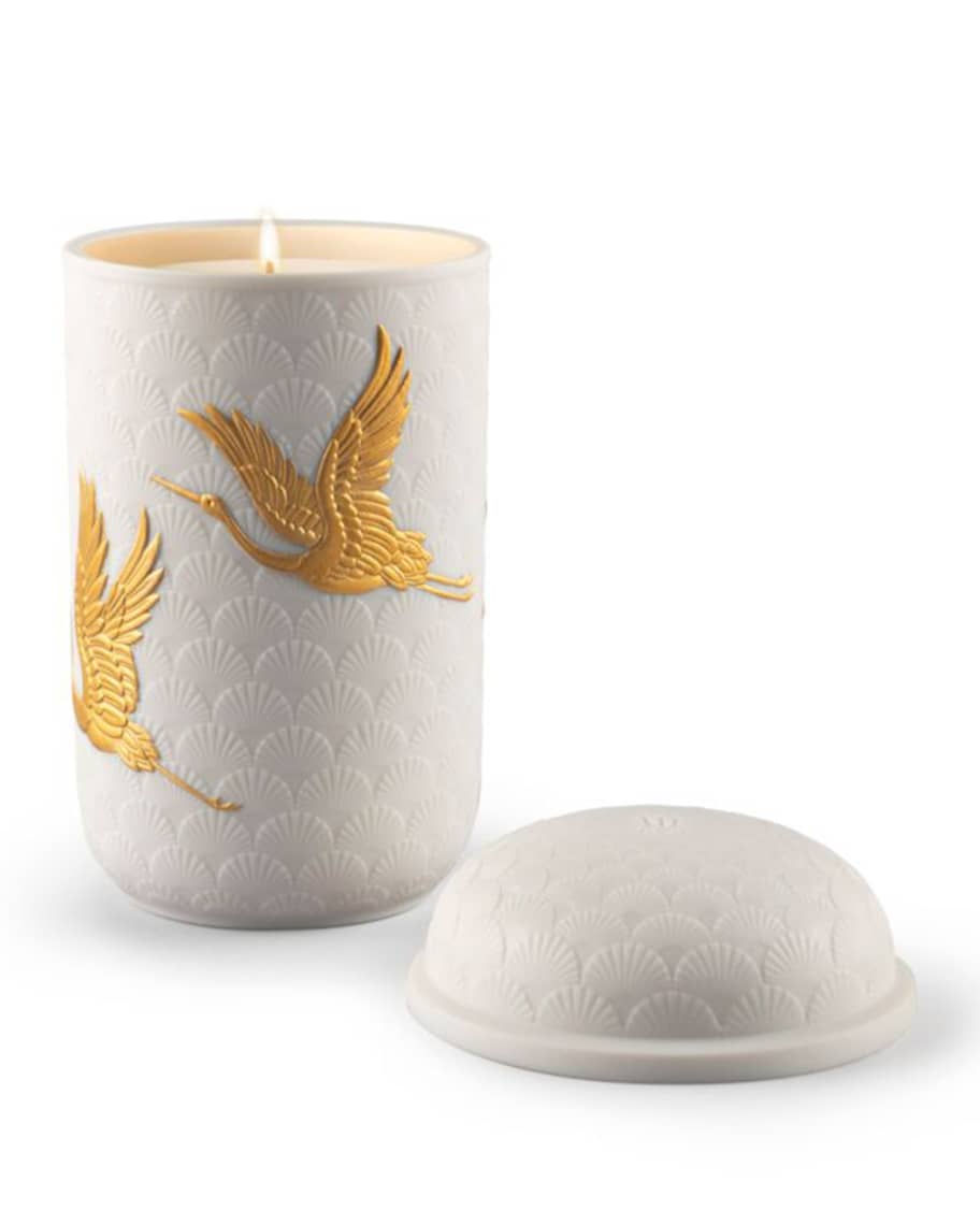 Lladro Golden Cranes Porcelain Candle (HOW)