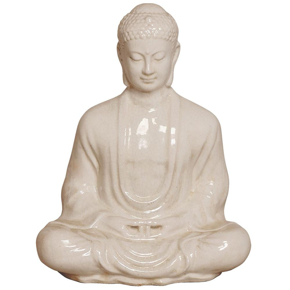 Large Meditating Buddha Statue - Cream (SC)
