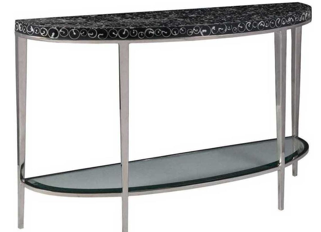 Artistica Mariana Black / Polished 54'' Wide Demilune Console Table (LU)