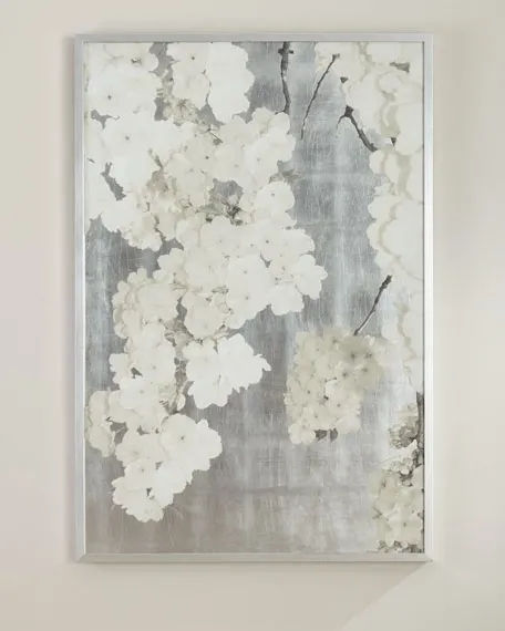 "White Blossoms on Silver" Giclee Wall Art (HOW)