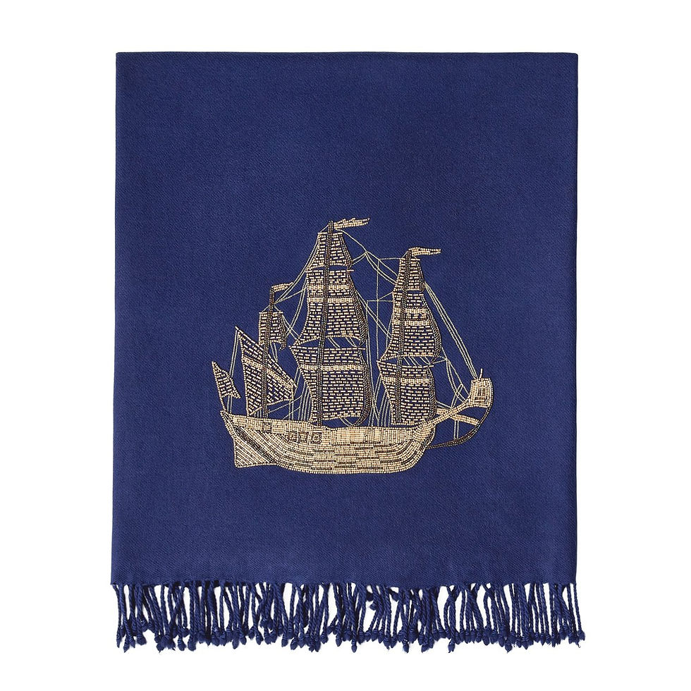 SHIP EMBELLISHED THROW (JO)