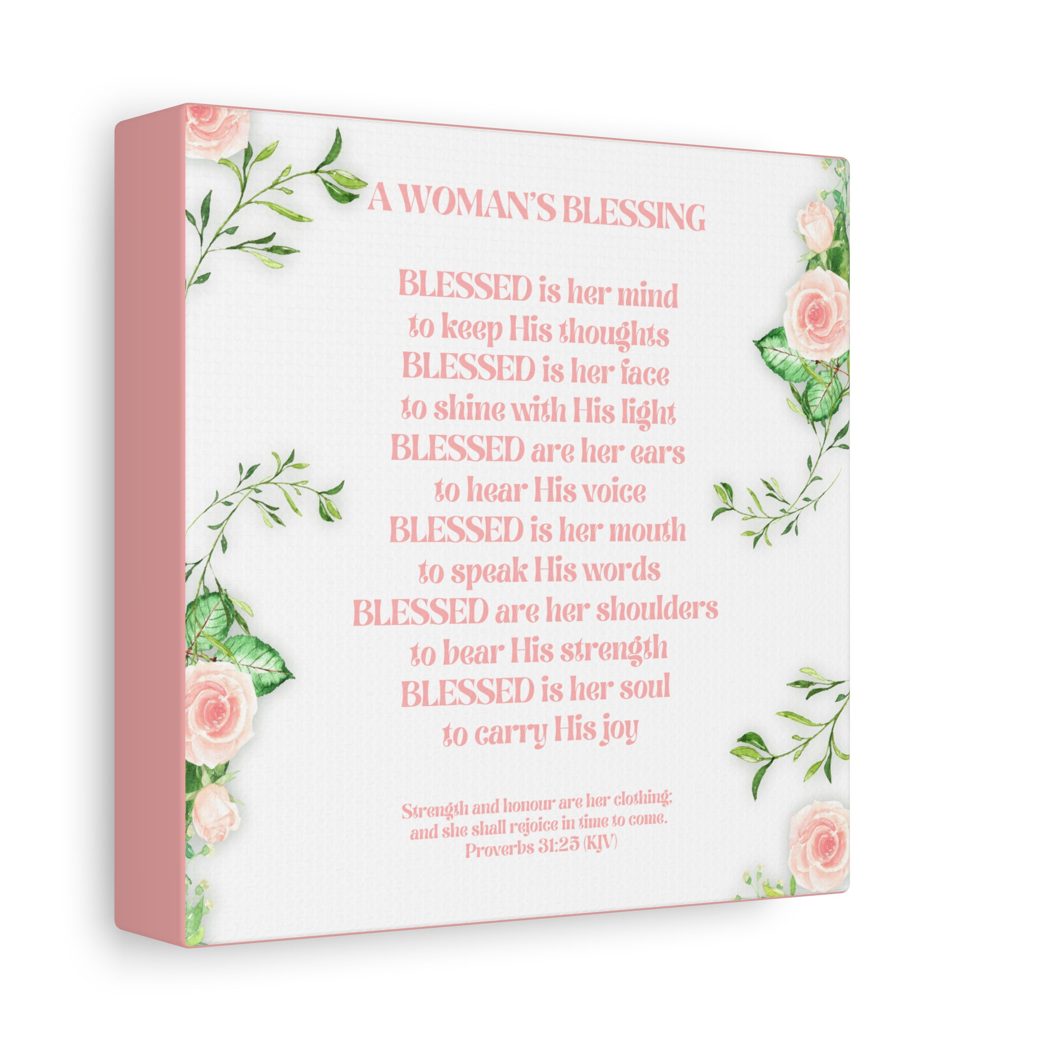 A Woman's Blessing Canvas - Light Pink