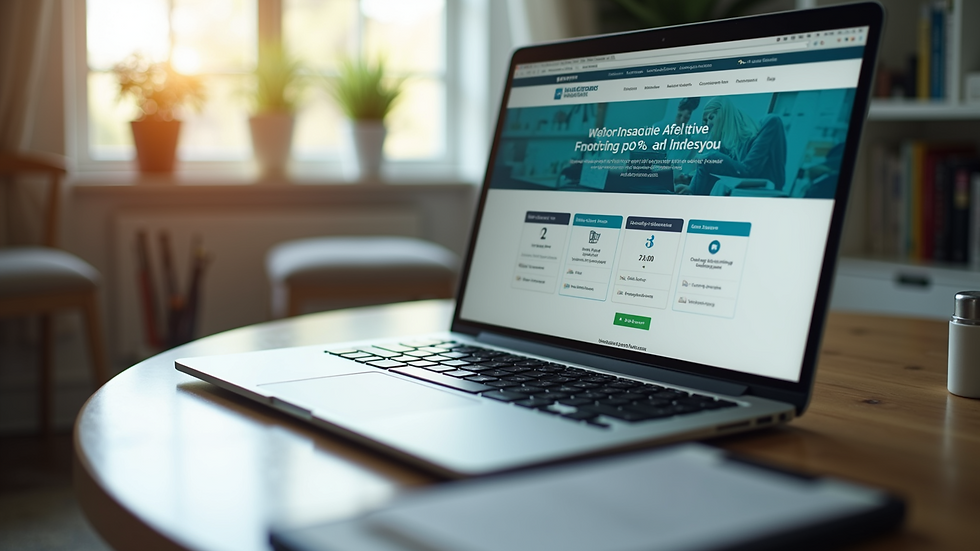 Close-up view of a laptop screen showing health insurance comparison website