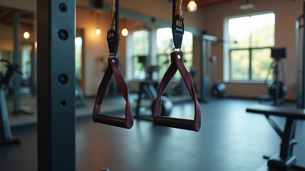 Close-up view of resistance bands and balance equipment in a fitness studio