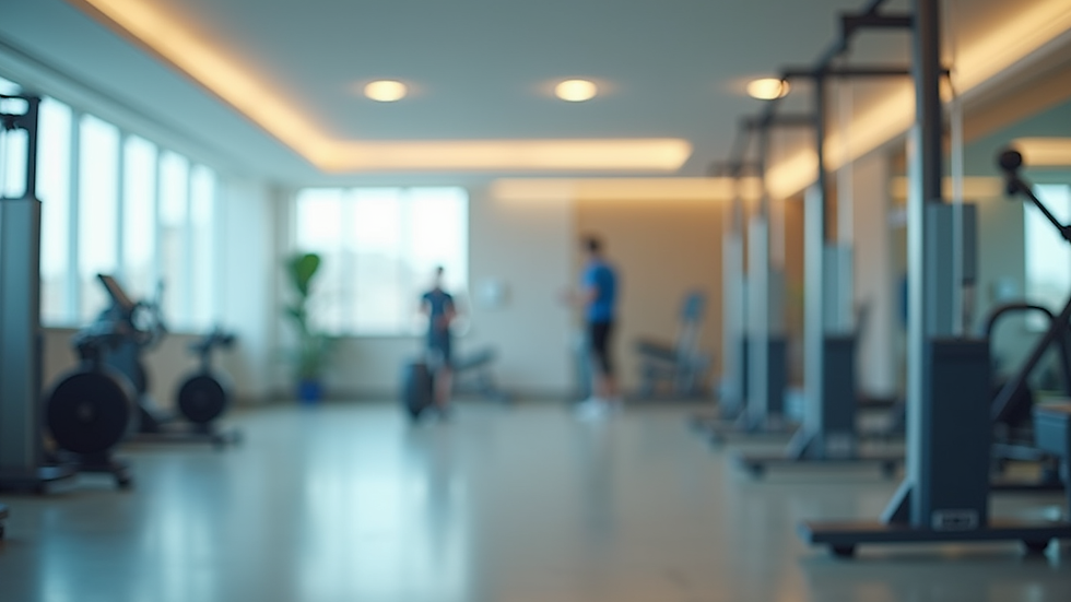 Close-up view of a physiotherapy clinic with exercise equipment
