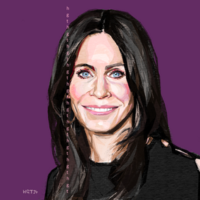 American, TV actor, actress, digital portrait, Microsoft Paint, Courtney Cox, art