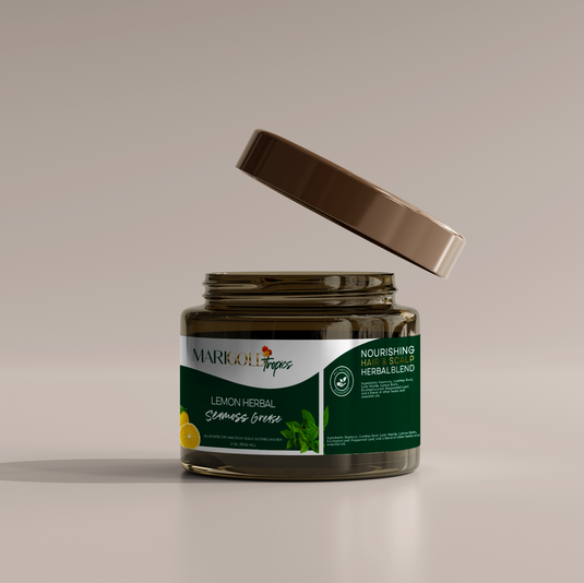 marigold tropics hair grease jar label