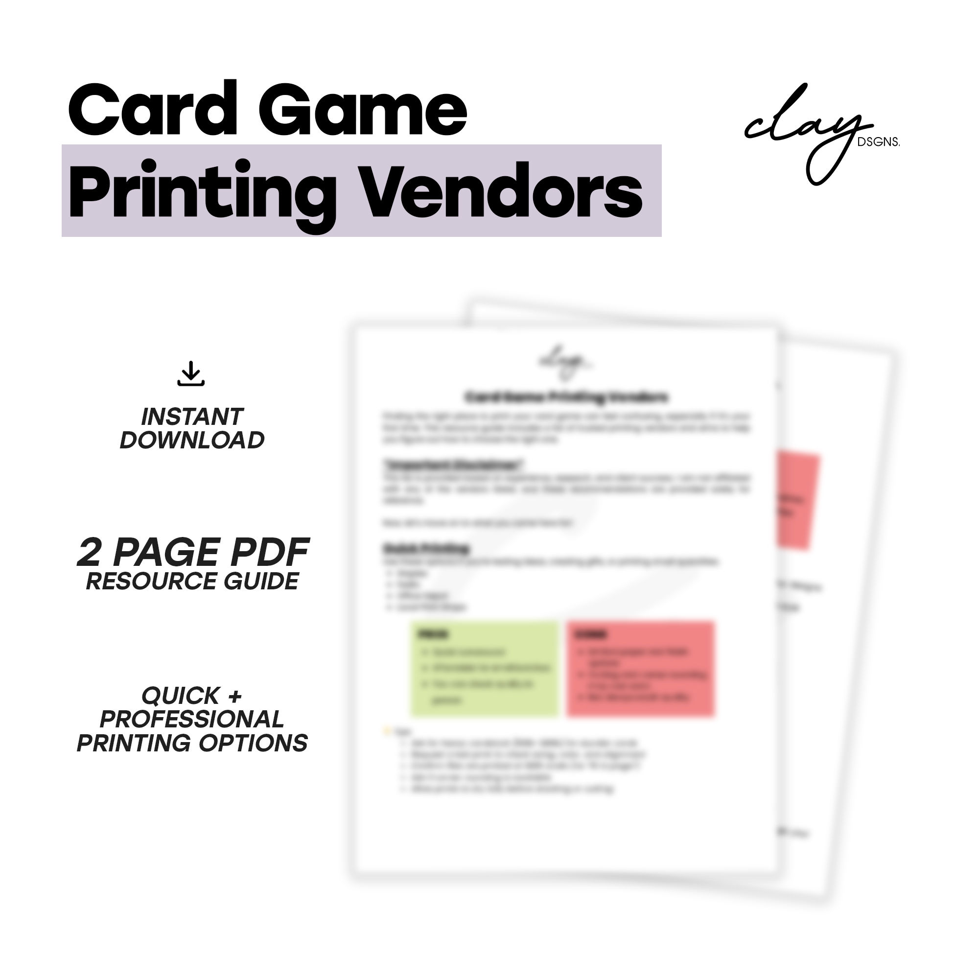 Card Game Printing Vendors Guide