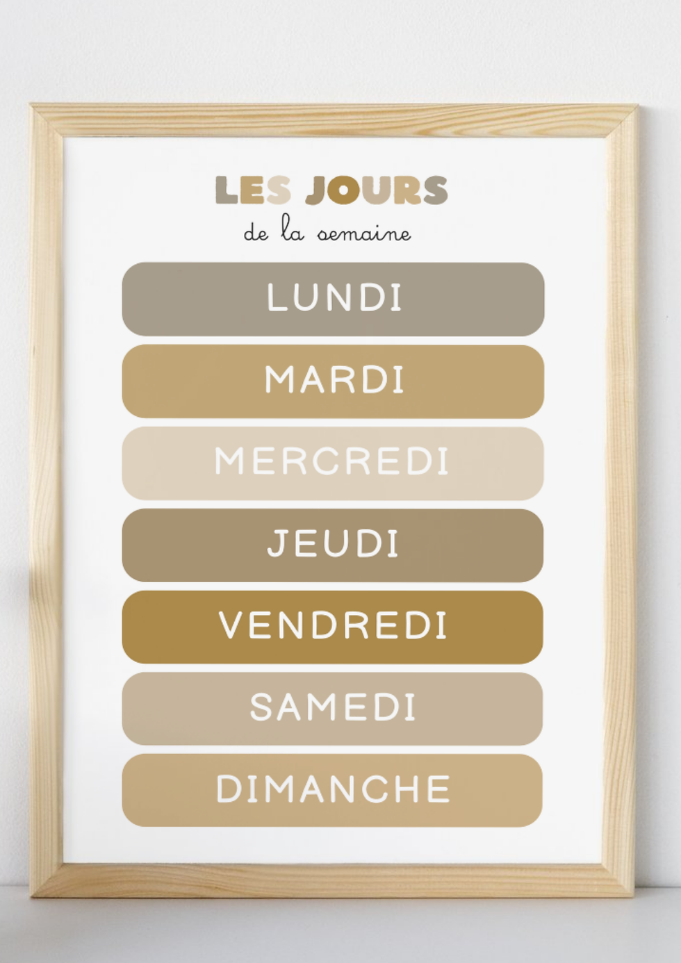 Affiche pédagogique Les jours de la semaine
