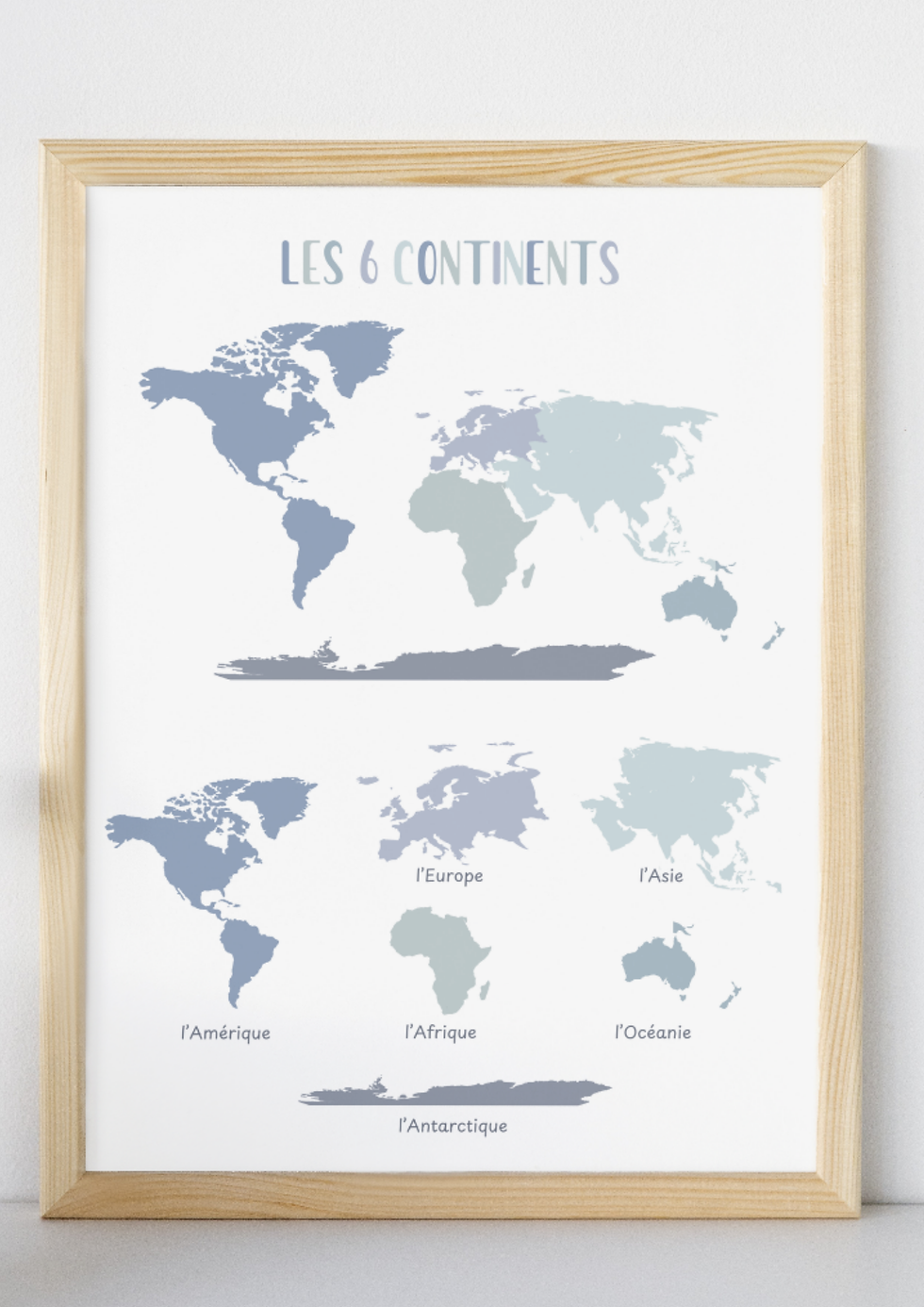 Affiche pédagogique Les 6 continents