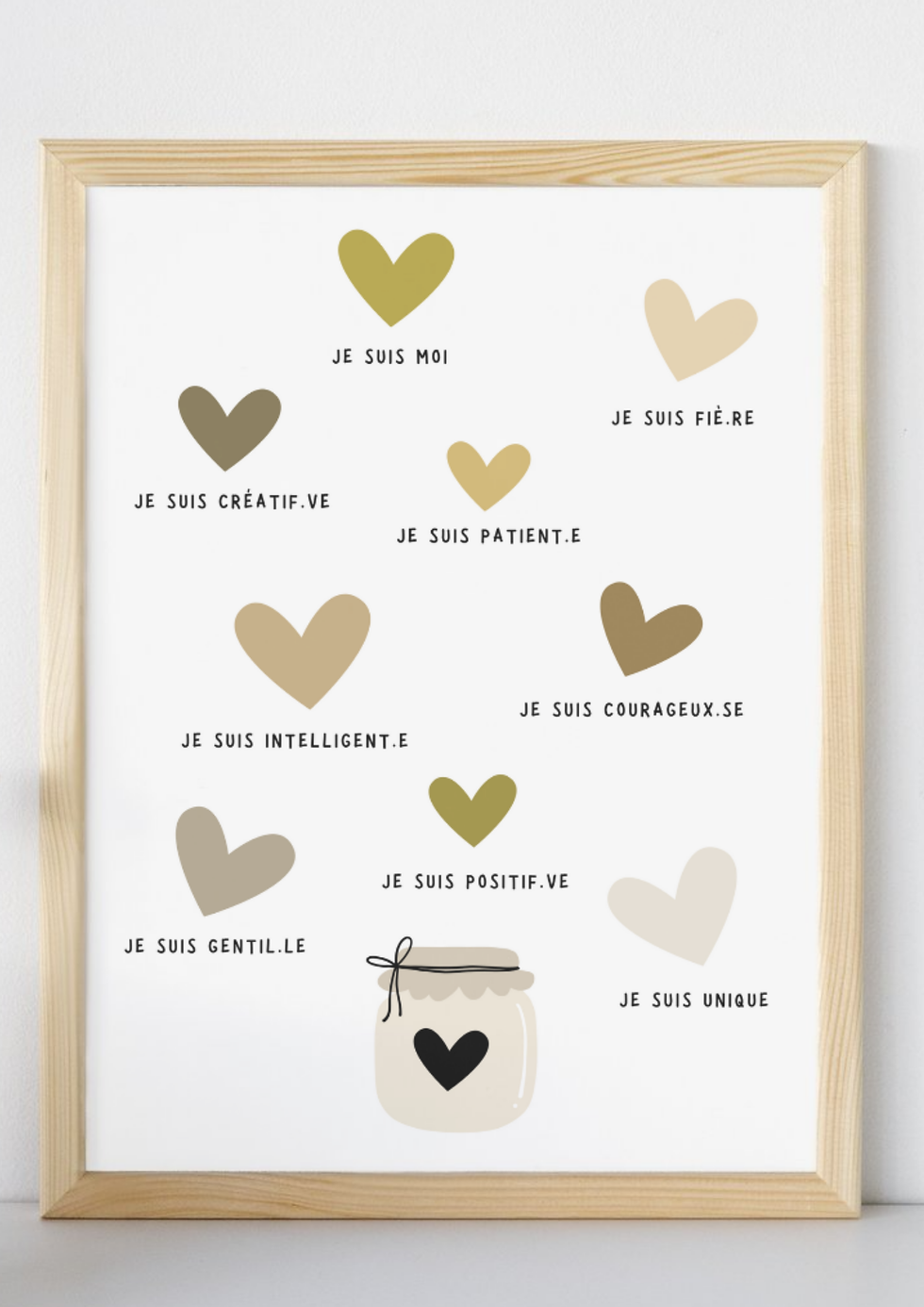 Affirmations positives avec des coeurs
