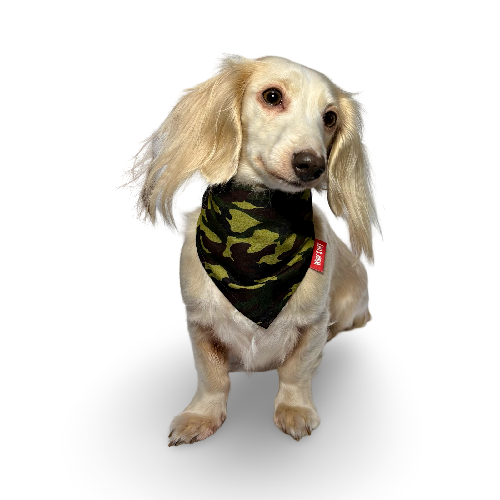 Black Friday Dog Bandana Green Camo Tie Style by Woof Stuff Ireland