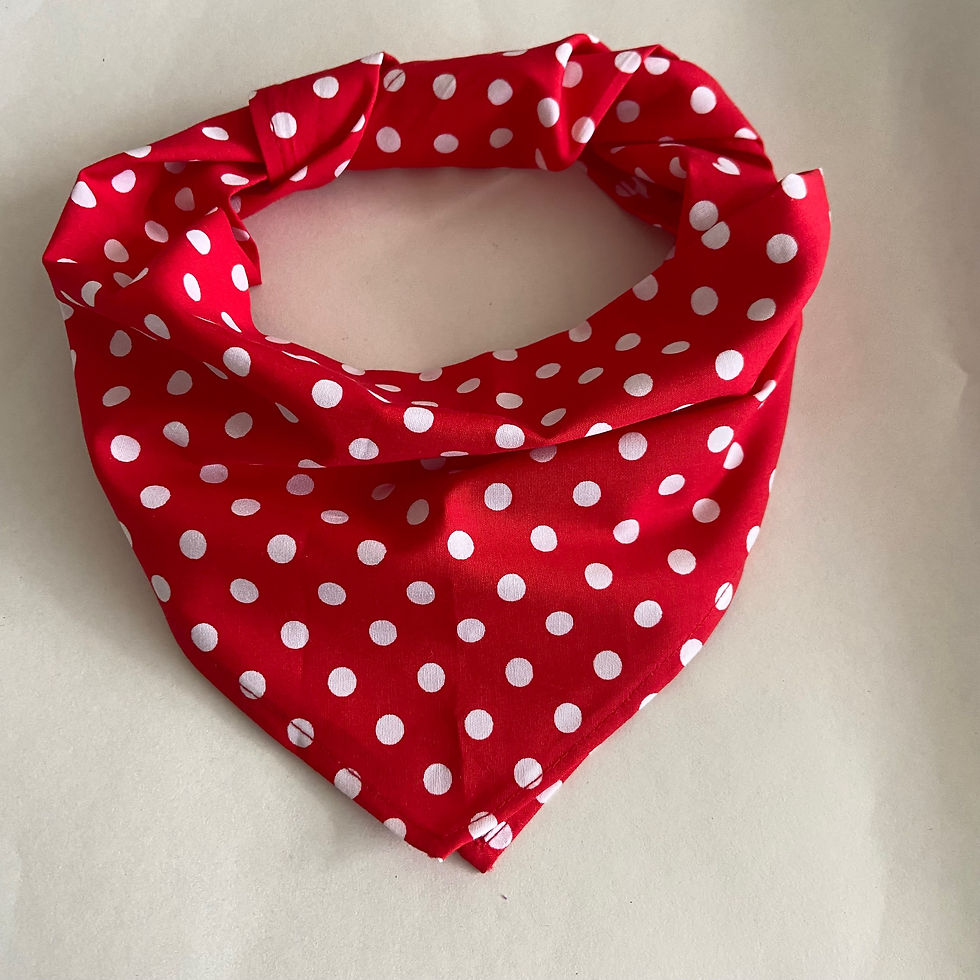 Thumbnail: Dog Bandana Red with Large White  Polka Dots Tie Style by Woof Stuff Ireland