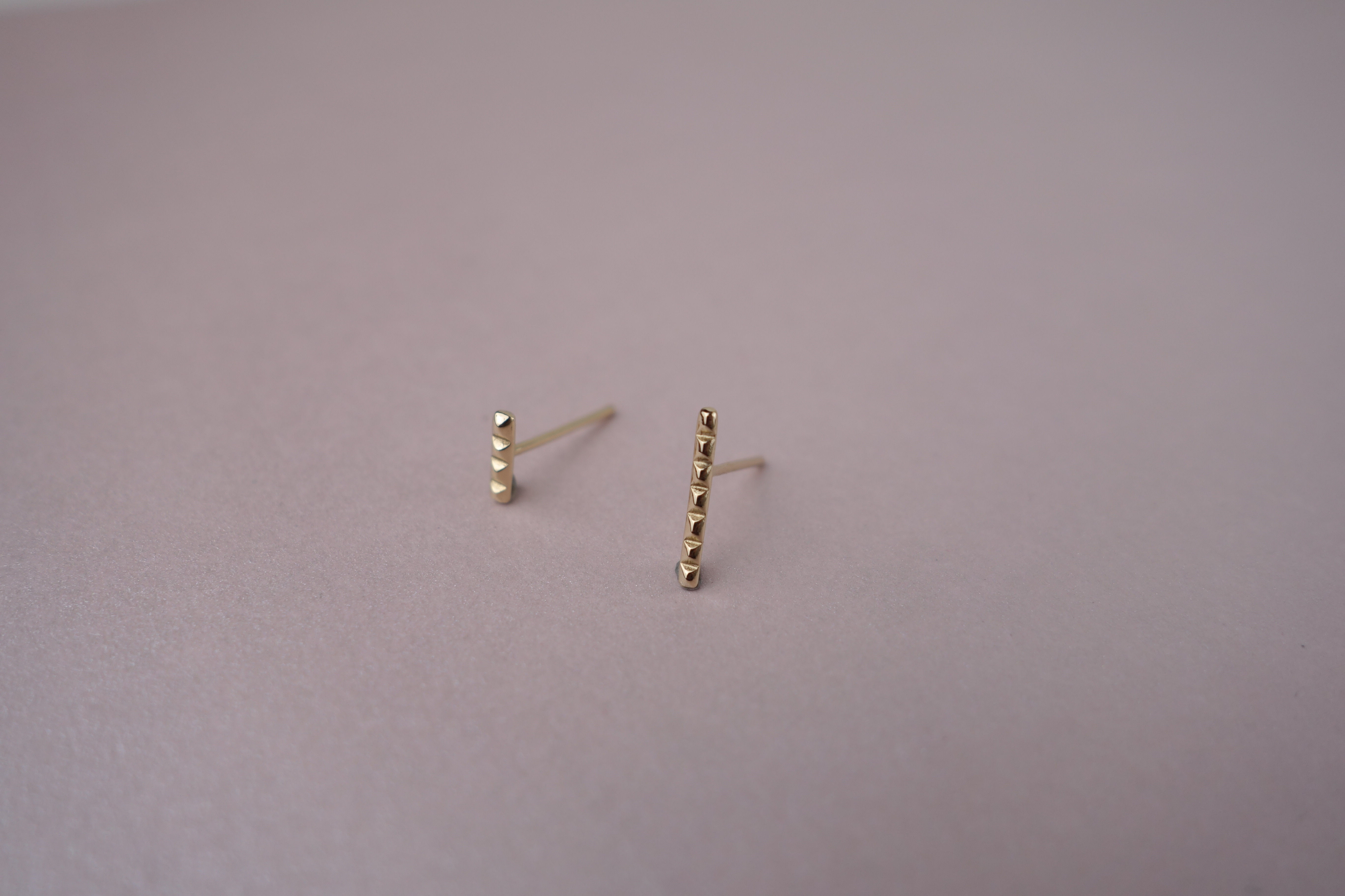 14K 巧克力方塊耳環-單個 (長)