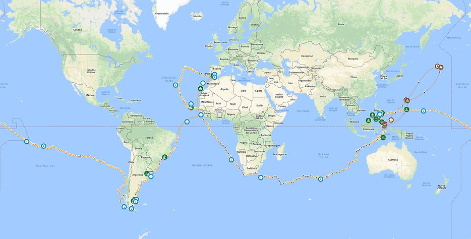 mapa primera vuelta al mundo, ruta primera vuelta al mundo, magallanes, elcano, primera vuelta al mundo, derrotero, derrotero francisco albo, circunnavegación, first round world,