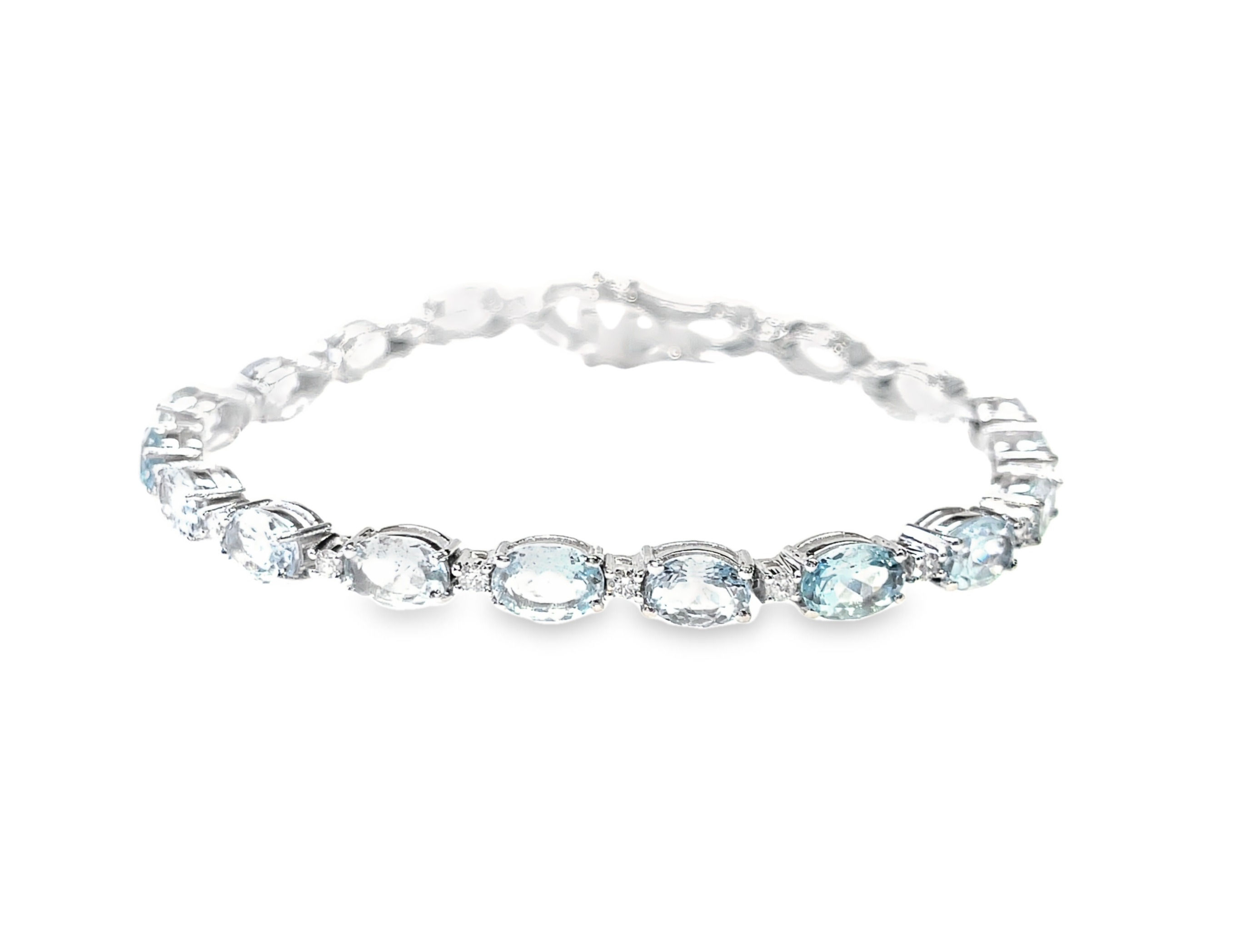 Aquamarine & Diamond Tennis Bracelet