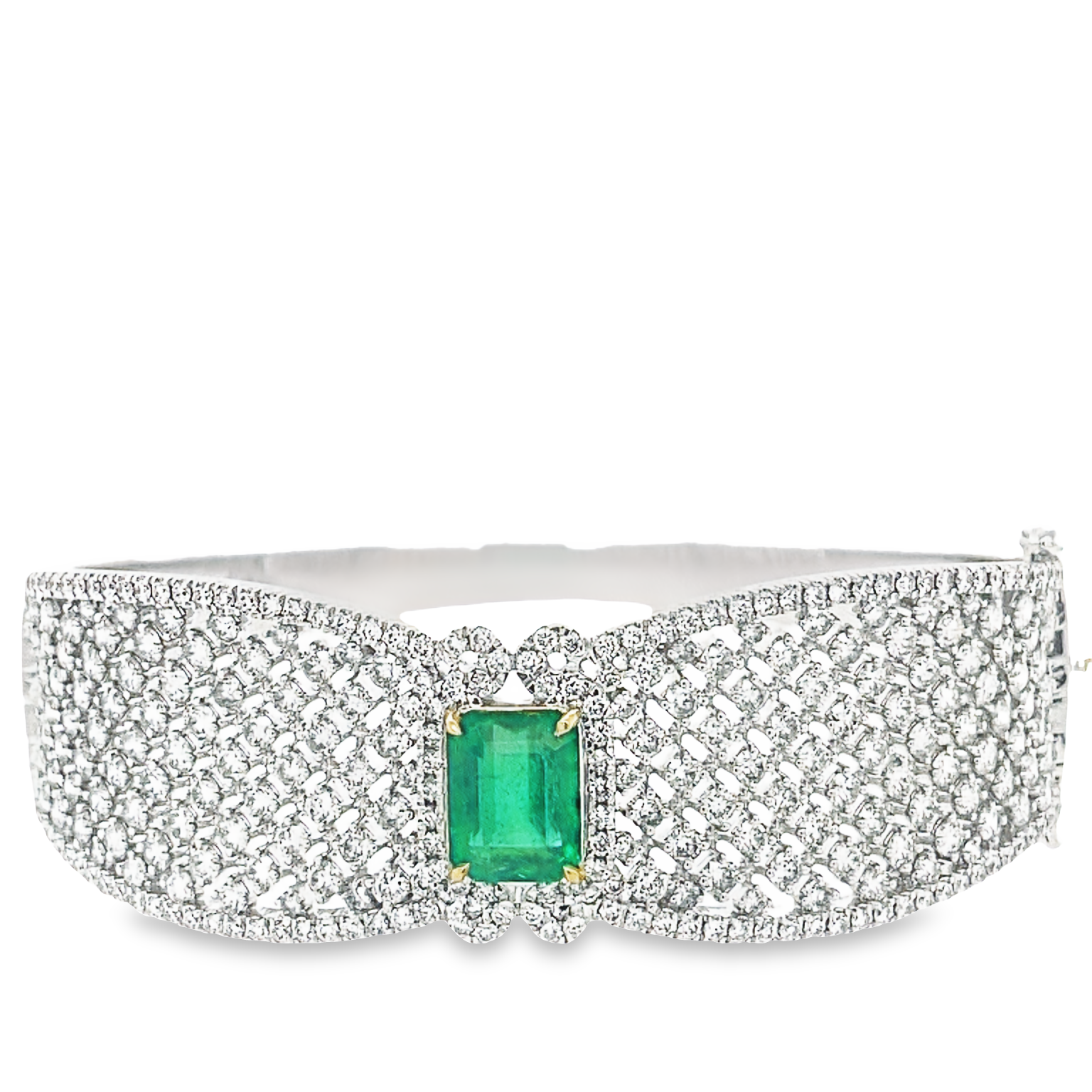 Elevated Emerald and Diamond Bangle