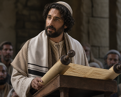 Teacher reading scroll