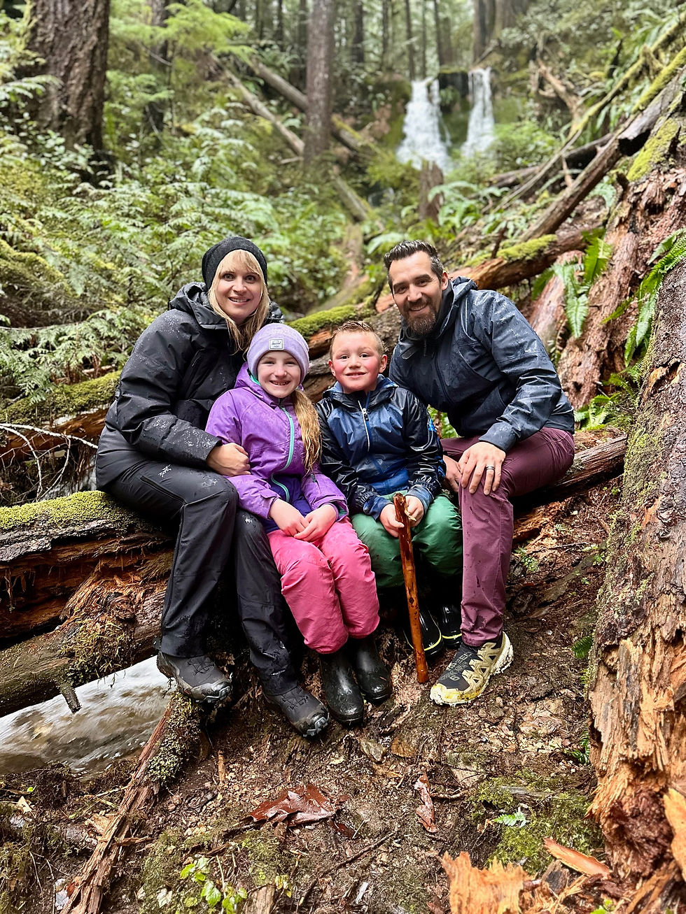 Jackie and family in woods