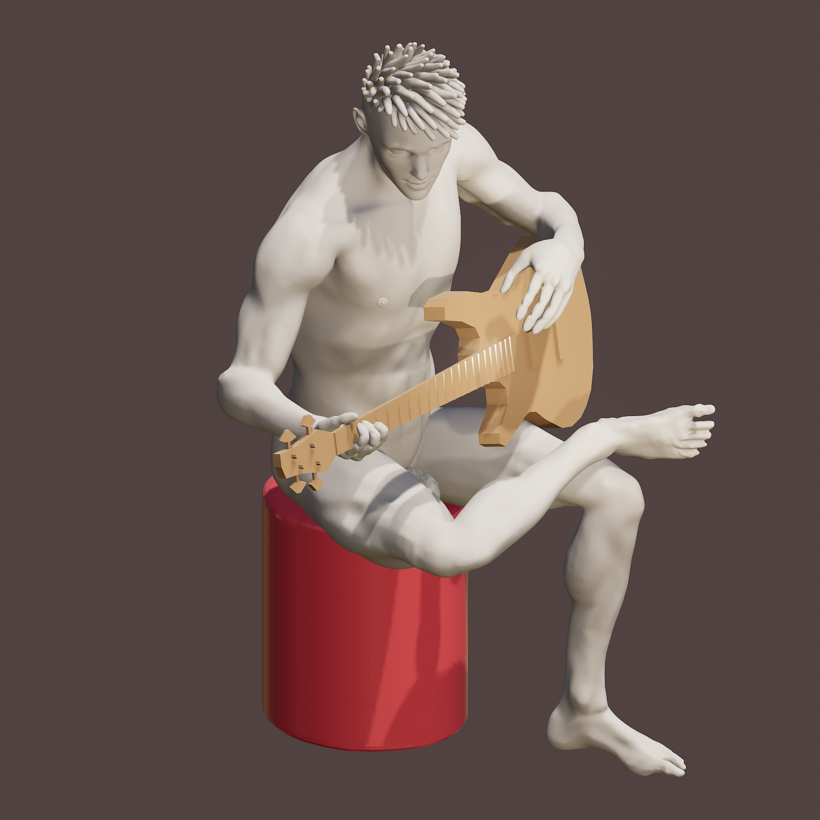 Guitariste Nu Avec Pénis