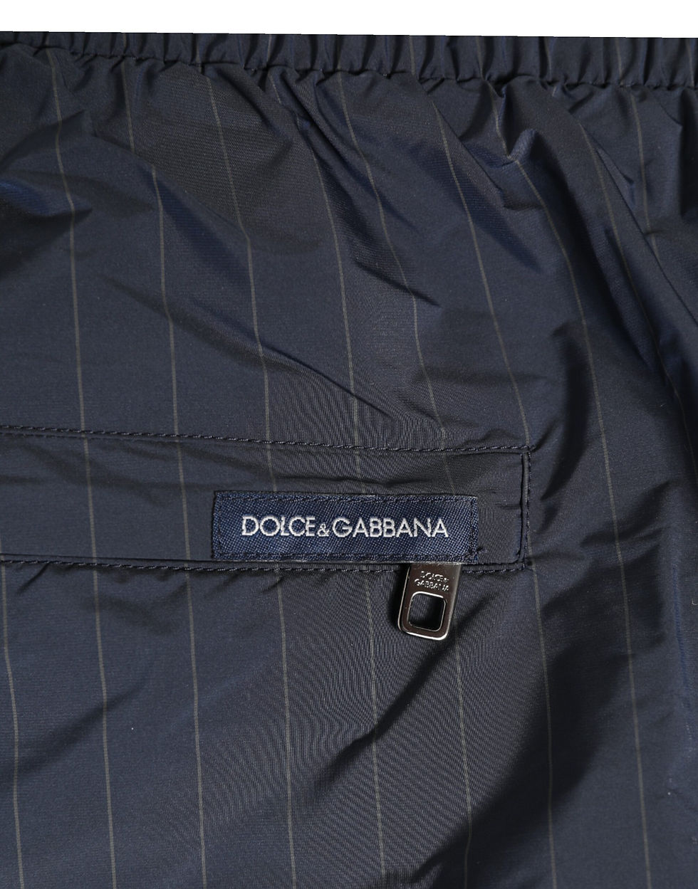 Thumbnail: Dolce & Gabbana Navy Blue Polyester Nylon Pinstripe Men's Swimwear