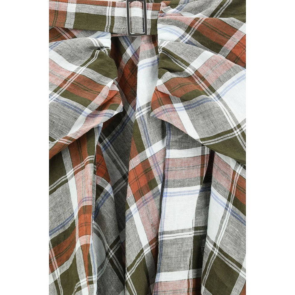 Thumbnail: MARBELL Multicolor Linen Midi Skirt