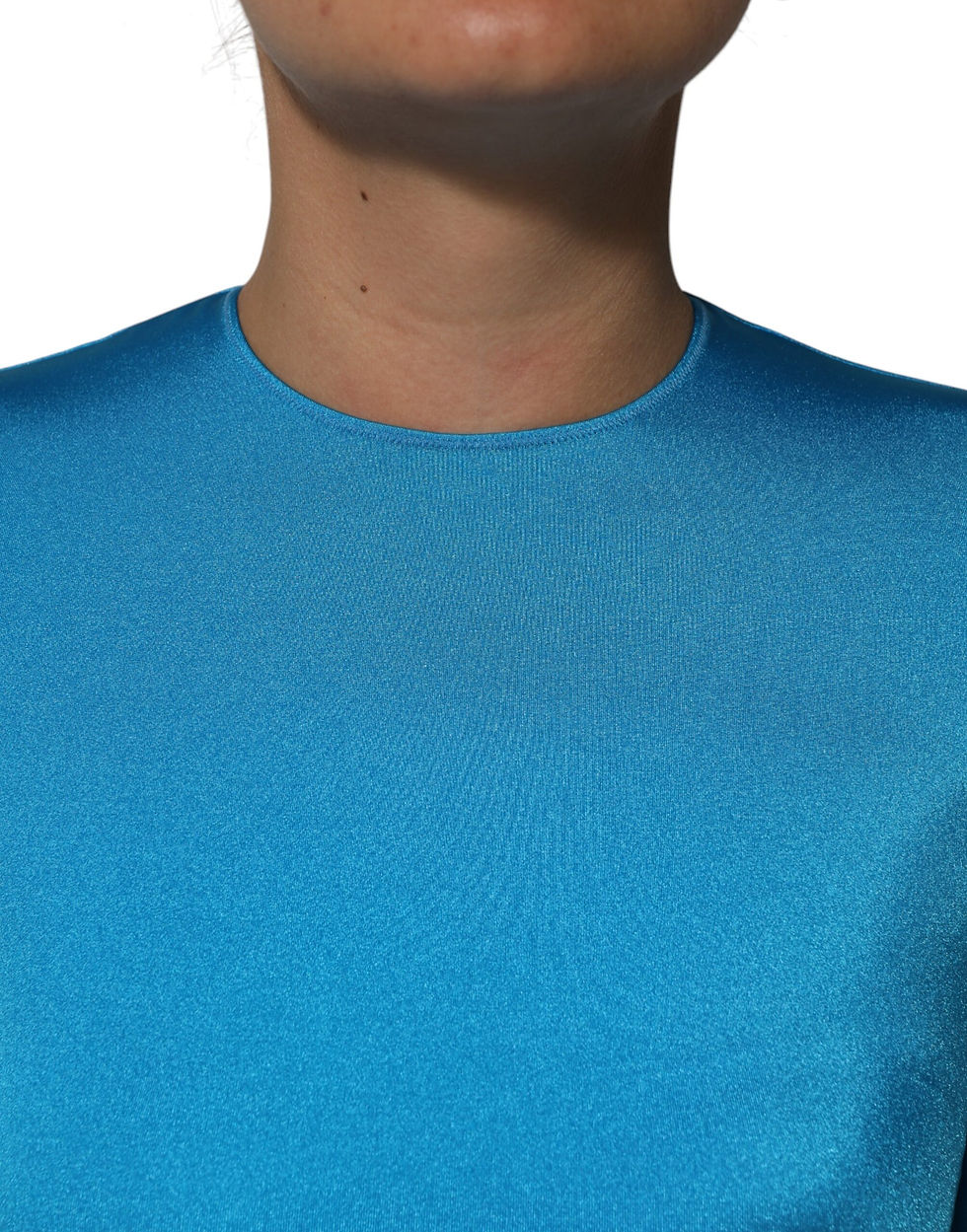 Thumbnail: Dolce & Gabbana Blue Nylon Crew Neck Bodycon Jumpsuit Dress