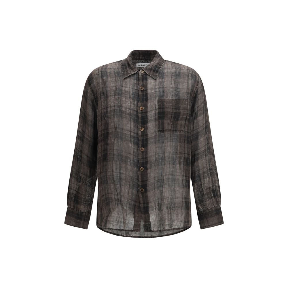 Our Legacy Brown Linen Pattern Shirt