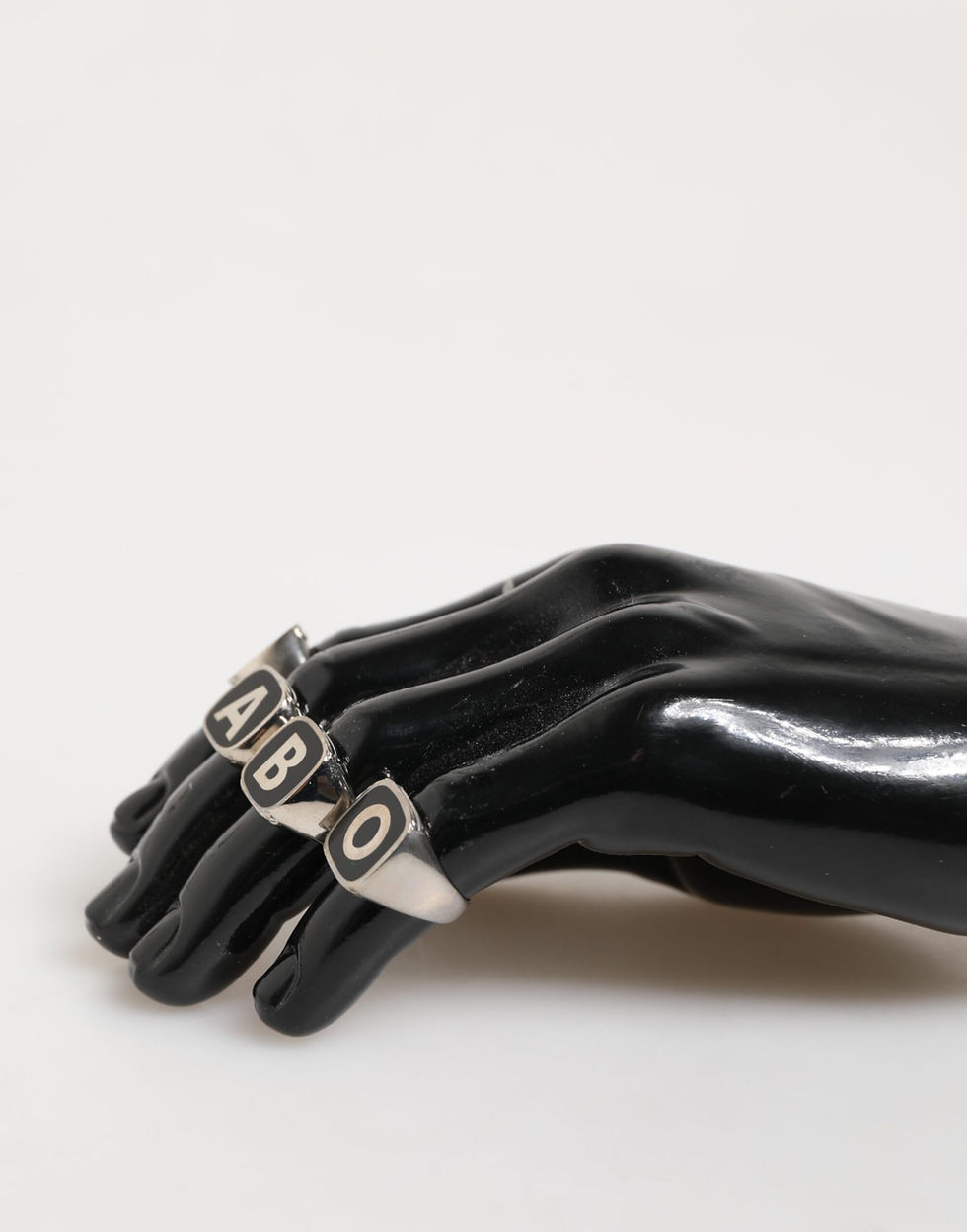 Thumbnail: Dolce & Gabbana Silver Tone Brass Lettering Set 5 Pieces Adjustable Ring