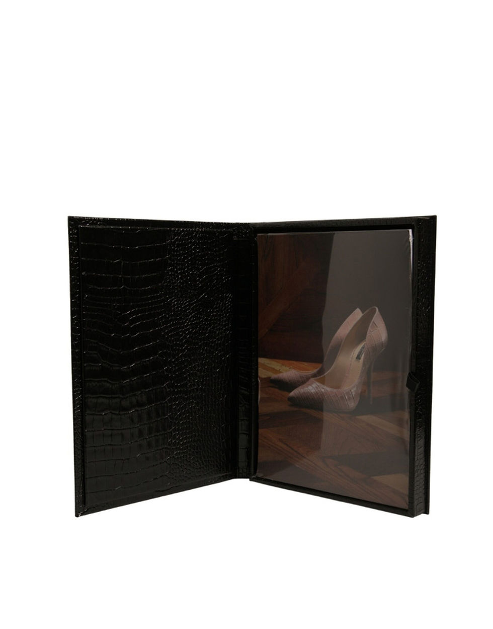 Thumbnail: Dolce & Gabbana Elegant Black Leather Logo Plaque Holder Catalogue Case
