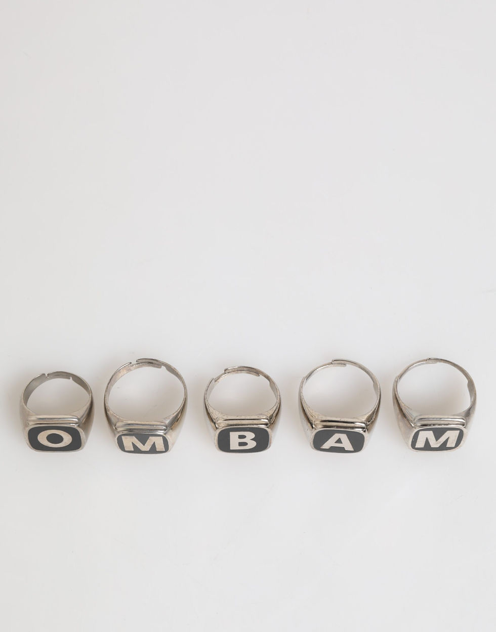 Thumbnail: Dolce & Gabbana Silver Tone Brass Lettering Set 5 Pieces Adjustable Ring