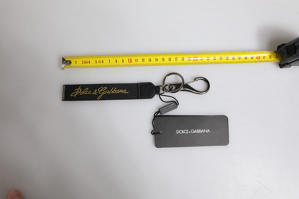 Thumbnail: Dolce & Gabbana Black Logo Nylon Silver Brass Men Holder Keychain Keyring
