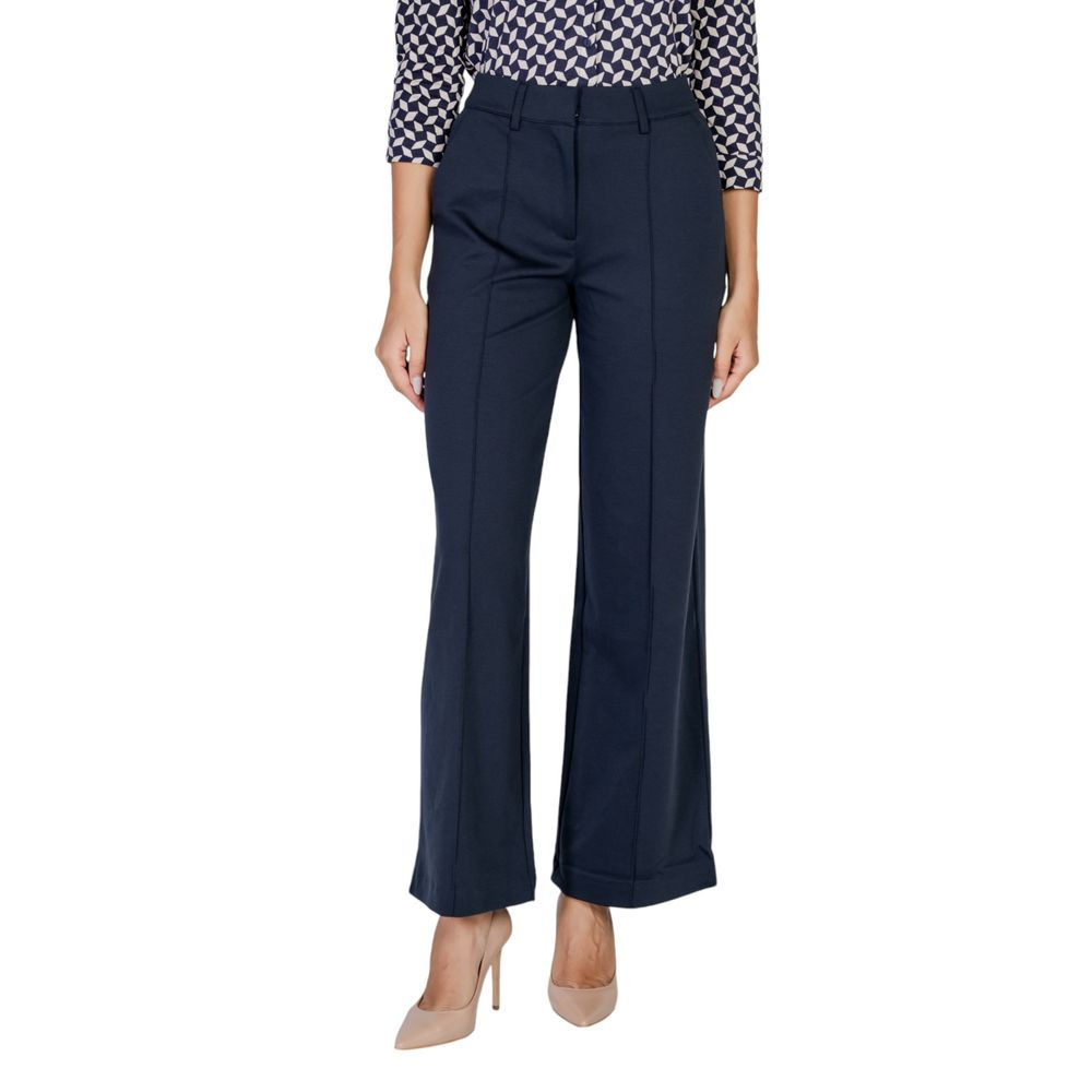 ICHI Blue Polyester Casual Pants