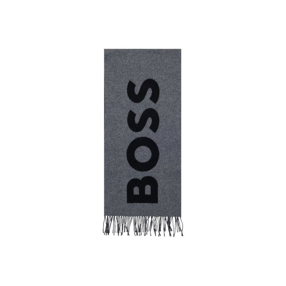 Hugo Boss Gray Wool Scarf