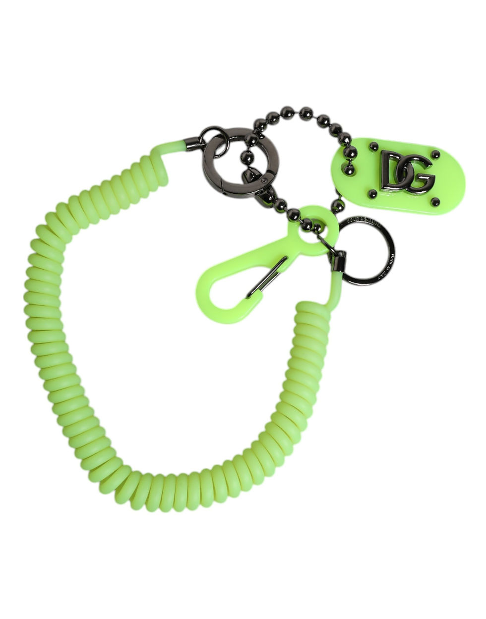 Thumbnail: Dolce & Gabbana Green Springy Key Holder DG Logo Men's Keychain Keyring