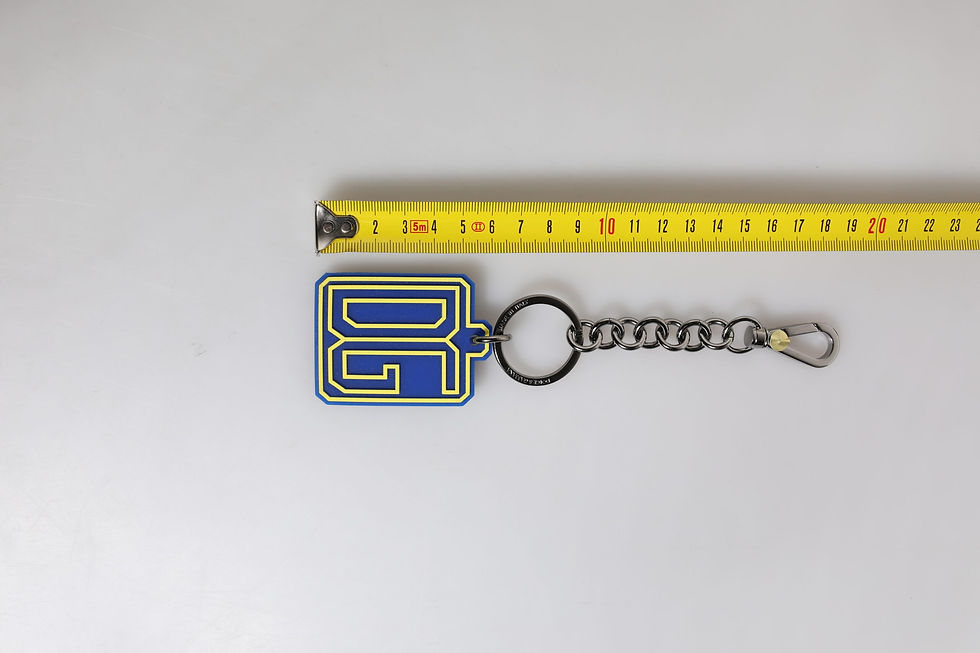 Thumbnail: Dolce & Gabbana Blue Yellow DG Rubber Logo Silver Men's Keychain Keyring
