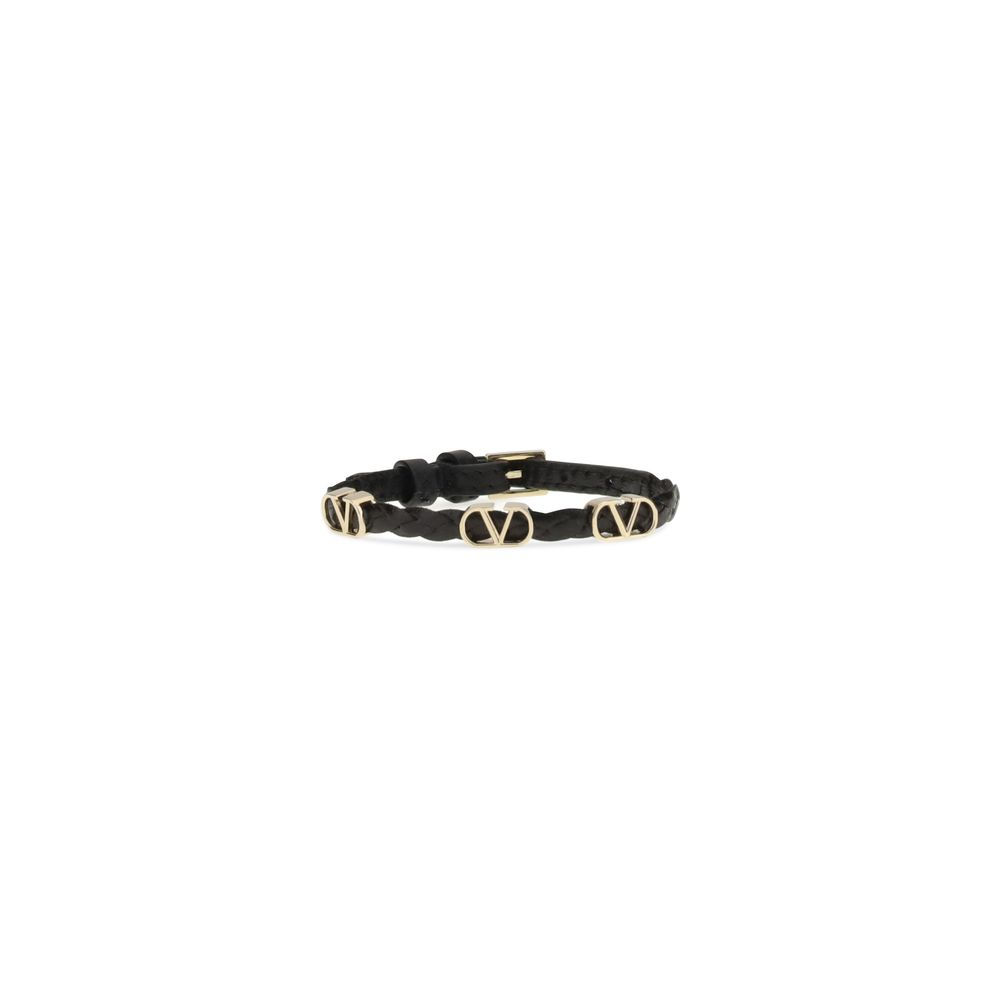 Valentino Garavani Black Calf Leather Bos Taurus Bracelet