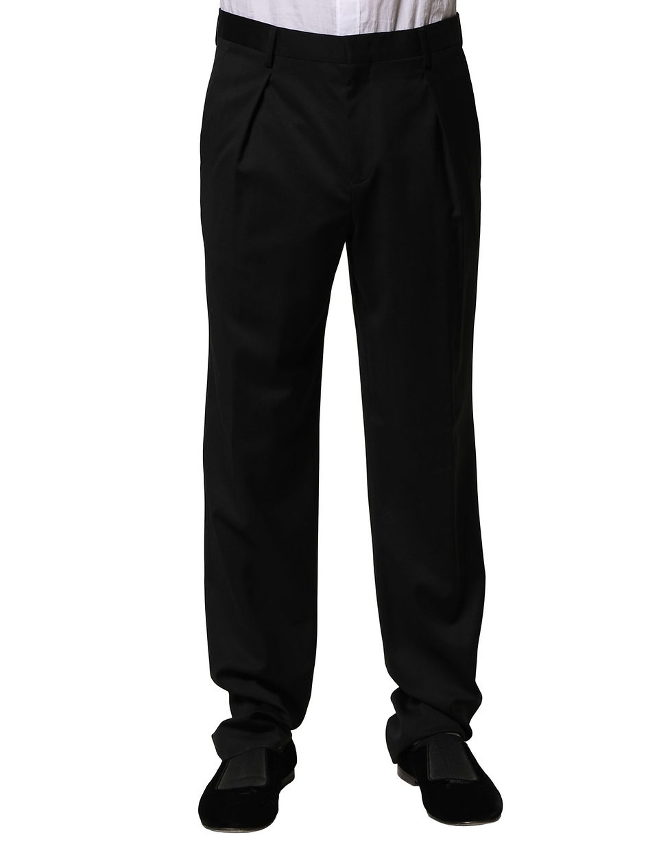 Emporio Armani Black Wool Straight Men Formal Pants