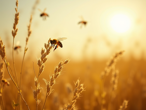 A-serene-harvest-scene-with-golden-fields-and-bees-collecting-nectar-under-a-sunny-sky.png