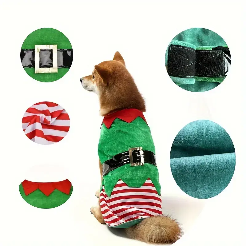 Thumbnail: 2Pcs Small Elf Costume for Dogs with Headband