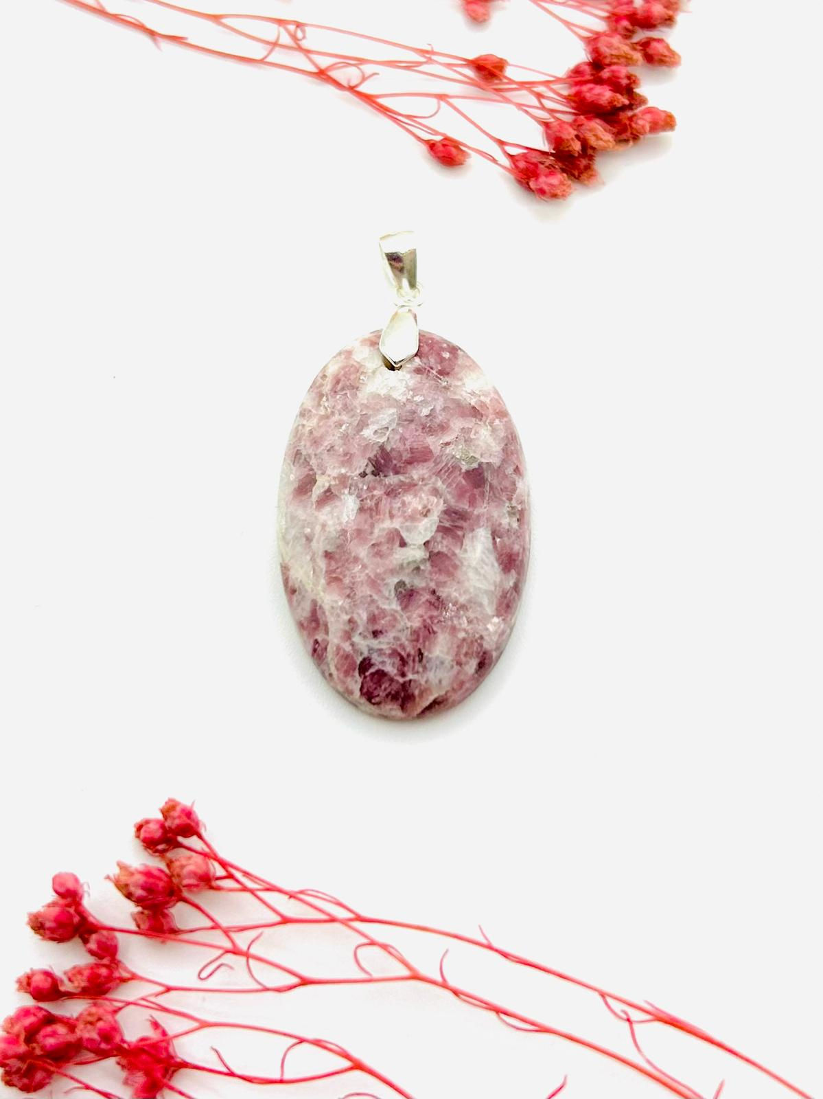 Colgante mica con lepidolita plata