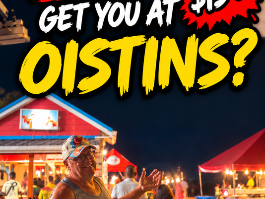 Oistins friday night. spend 30$ BDS or 15$ US